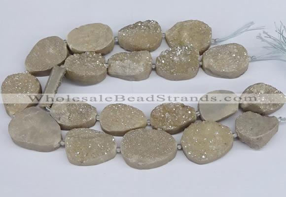 CNG3141 15.5 inches 22*30mm - 28*40mm freeform plated druzy agate beads