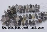 CNG3206 15.5 inches 10*25mm - 12*45mm faceted nuggets cloudy quartz beads