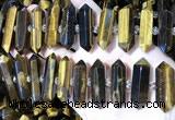 CNG3214 11*25mm - 12*45mm faceted nuggets yellow tiger eye beads