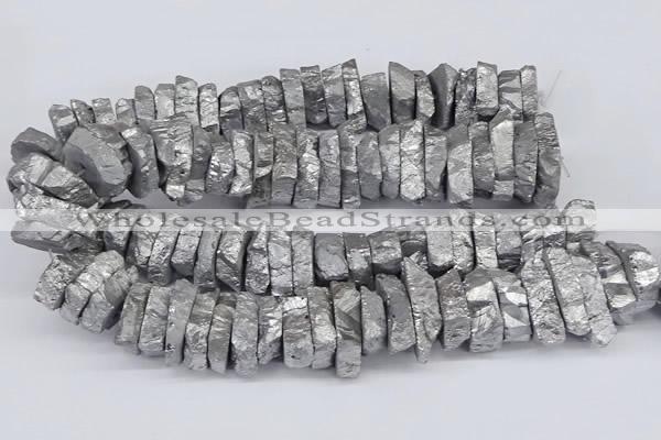 CNG3236 15.5 inches 20*25mm - 25*30mm nuggets plated white crystal beads