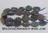 CNG3276 22*30mm - 30*40mm freeform plated druzy agate beads