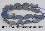 CNG3309 20*30mm - 30*45mm freeform plated druzy agate beads