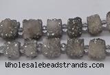 CNG3335 15.5 inches 6*8mm - 10*14mm nuggets plated druzy agate beads