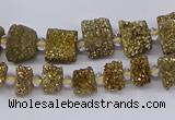 CNG3337 15.5 inches 6*8mm - 10*14mm nuggets plated druzy agate beads