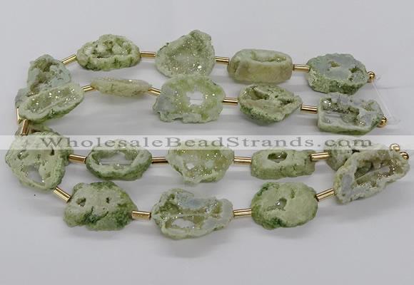 CNG3415 15.5 inches 18*25mm - 30*35mm freeform plated druzy agate beads