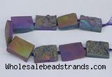 CNG3478 15.5 inches 30*40mm freeform plated druzy agate beads