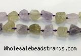 CNG3575 18*20mm - 25*30mm nuggets rough amethyst & lemon quartz beads