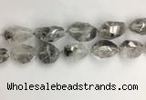 CNG3585 15*25mm - 20*30mm faceted nuggets black rutilated quartz beads