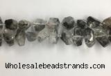 CNG3586 15*20mm - 15*30mm faceted nuggets black rutilated quartz beads