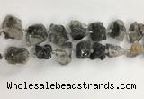 CNG3587 15*20mm - 18*25mm nuggets black & white rutilated quartz beads