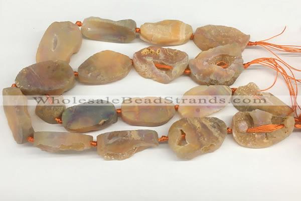 CNG3620 20*35mm - 30*45mm freeform plated druzy agate beads