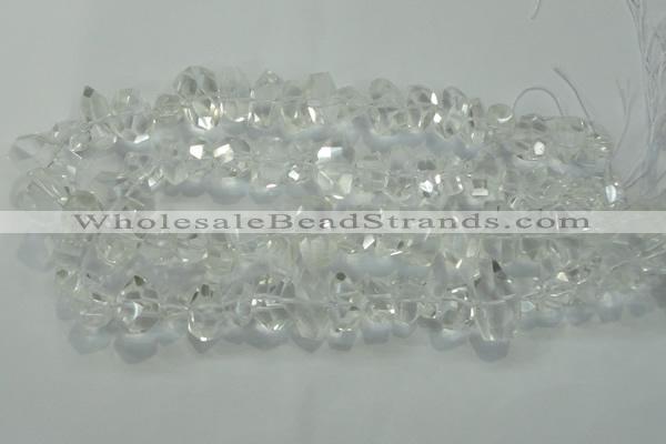 CNG365 15.5 inches 10*20mm faceted nuggets white crystal beads