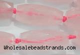 CNG374 15.5 inches 15*35mm faceted nuggets rose quartz beads