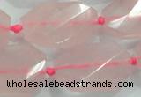 CNG480 15.5 inches 20*30mm twisted & faceted nuggets rose quartz beads