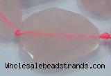 CNG481 15.5 inches 30*40mm twisted & faceted nuggets rose quartz beads