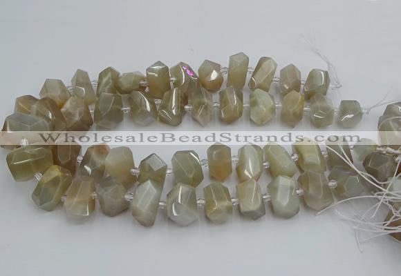 CNG5300 15.5 inches 12*16mm - 15*20mm faceted nuggets moonstone beads