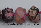 CNG5326 15.5 inches 12*16mm - 15*20mm faceted nuggets rhodonite beads