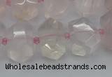 CNG5366 15.5 inches 12*16mm - 15*20mm faceted nuggets rose quartz beads