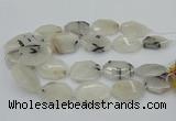 CNG5376 20*30mm - 35*45mm faceted freeform black rutilated quartz beads