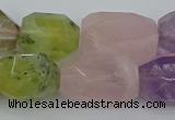 CNG5393 15.5 inches 12*16mm - 15*25mm faceted nuggets mixed quartz beads