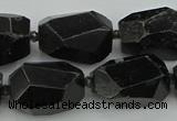 CNG5395 12*16mm - 15*25mm faceted nuggets black tourmaline beads