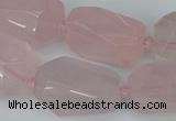 CNG5444 12*16mm - 15*25mm faceted nuggets rose quartz beads