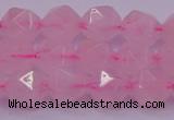 CNG5483 15.5 inches 10mm faceted nuggets rose quartz beads