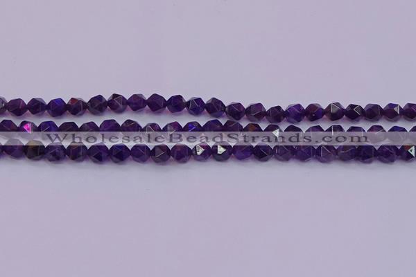 CNG5491 15.5 inches 6mm faceted nuggets amethyst gemstone beads