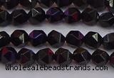 CNG5501 15.5 inches 6mm faceted nuggets black agate beads