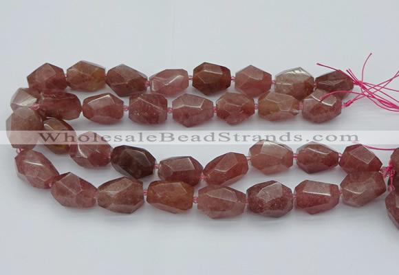 CNG5585 12*16mm - 15*25mm faceted nuggets strawberry quartz beads