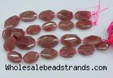 CNG5594 20*25mm - 25*35mm faceted freeform strawberry quartz beads