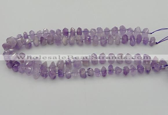 CNG5601 6*16mm - 8*18mm faceted nuggets lavender amethyst beads