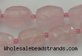 CNG5608 15.5 inches 10*14mm - 13*18mm faceted nuggets rose quartz beads