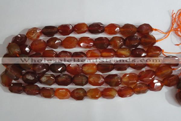 CNG561 15.5 inches 14*20mm faceted nuggets red agate beads