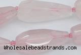 CNG5630 15.5 inches 15*35mm - 18*45mm faceted teardrop rose quartz beads