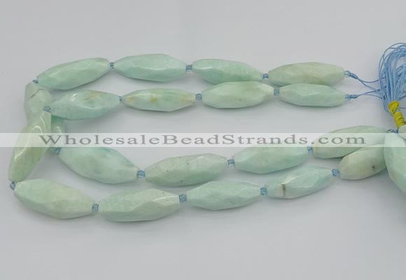 CNG5637 15.5 inches 15*35mm - 18*40mm faceted rice amazonite beads