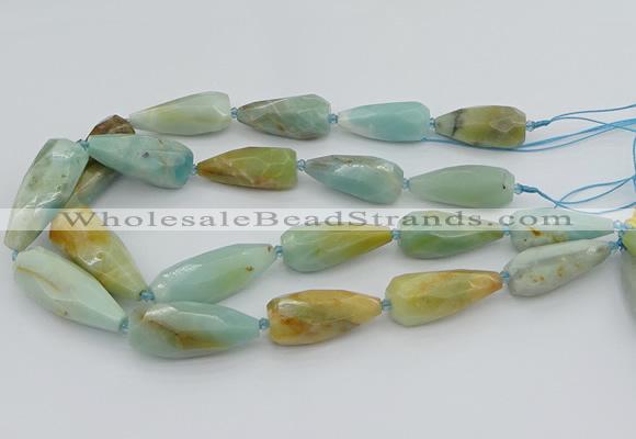 CNG5640 15.5 inches 15*35mm - 18*45mm faceted teardrop amazonite beads