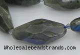 CNG5645 15.5 inches 15*35mm - 18*40mm faceted rice labradorite beads