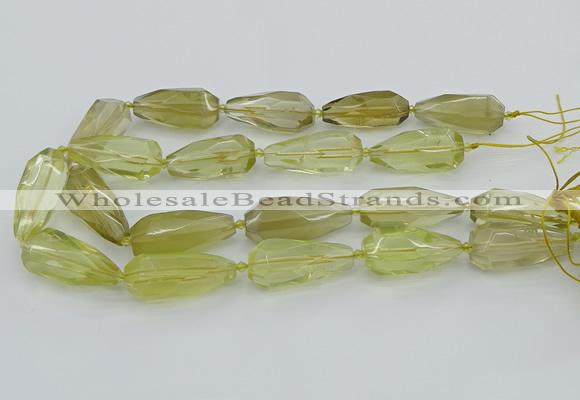 CNG5648 15*35mm - 18*45mm faceted teardrop lemon quartz beads