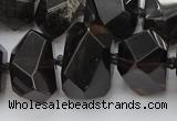 CNG5734 12*16mm - 15*20mm faceted nuggets ice black obsidian beads