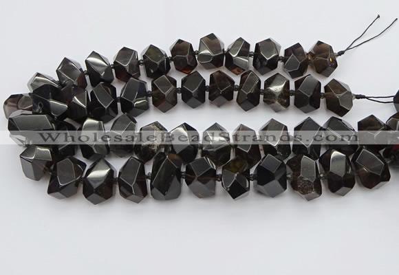 CNG5734 12*16mm - 15*20mm faceted nuggets ice black obsidian beads