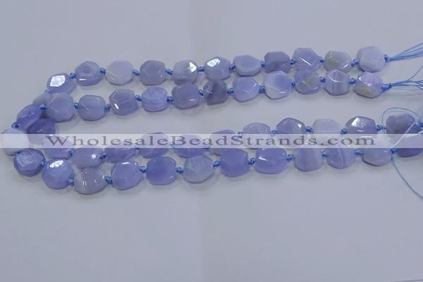 CNG5775 10*12mm - 10*14mm faceted freeform blue lace agate beads