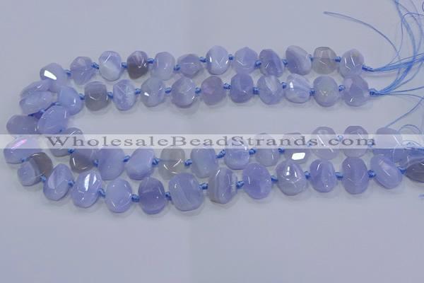 CNG5777 10*14mm - 12*16mm faceted freeform blue lace agate beads