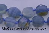 CNG5793 10*12mm - 10*14mm faceted freeform blue calcite beads