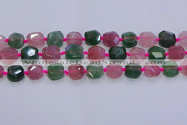 CNG5822 10*12mm - 10*14mm faceted freeform mixed strawberry quartz beads