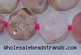 CNG5885 15.5 inches 10*14mm - 12*16mm faceted freeform pink opal beads