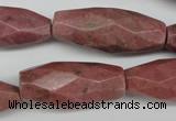 CNG592 13*30mm - 15*40mm faceted rice rhodochrosite nugget beads