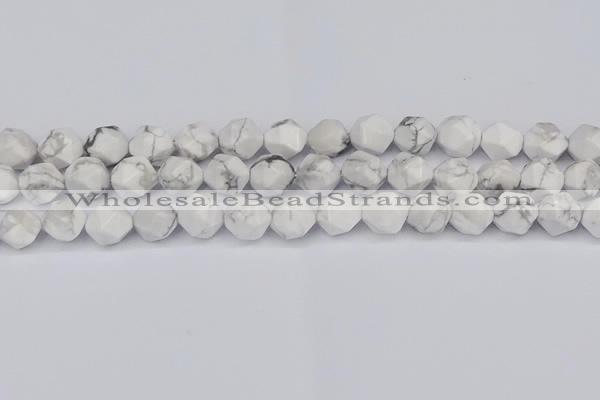 CNG6033 15.5 inches 12mm faceted nuggets white howlite beads