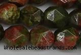 CNG6039 15.5 inches 12mm faceted nuggets unakite gemstone beads