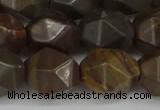 CNG6053 15.5 inches 12mm faceted nuggets coffee jasper beads